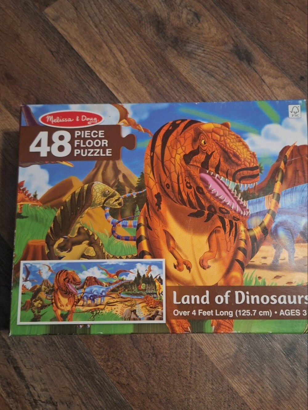 Melissa & Doug Orange and Green Land of Dinosaurs 48-Piece Floor Puzzle